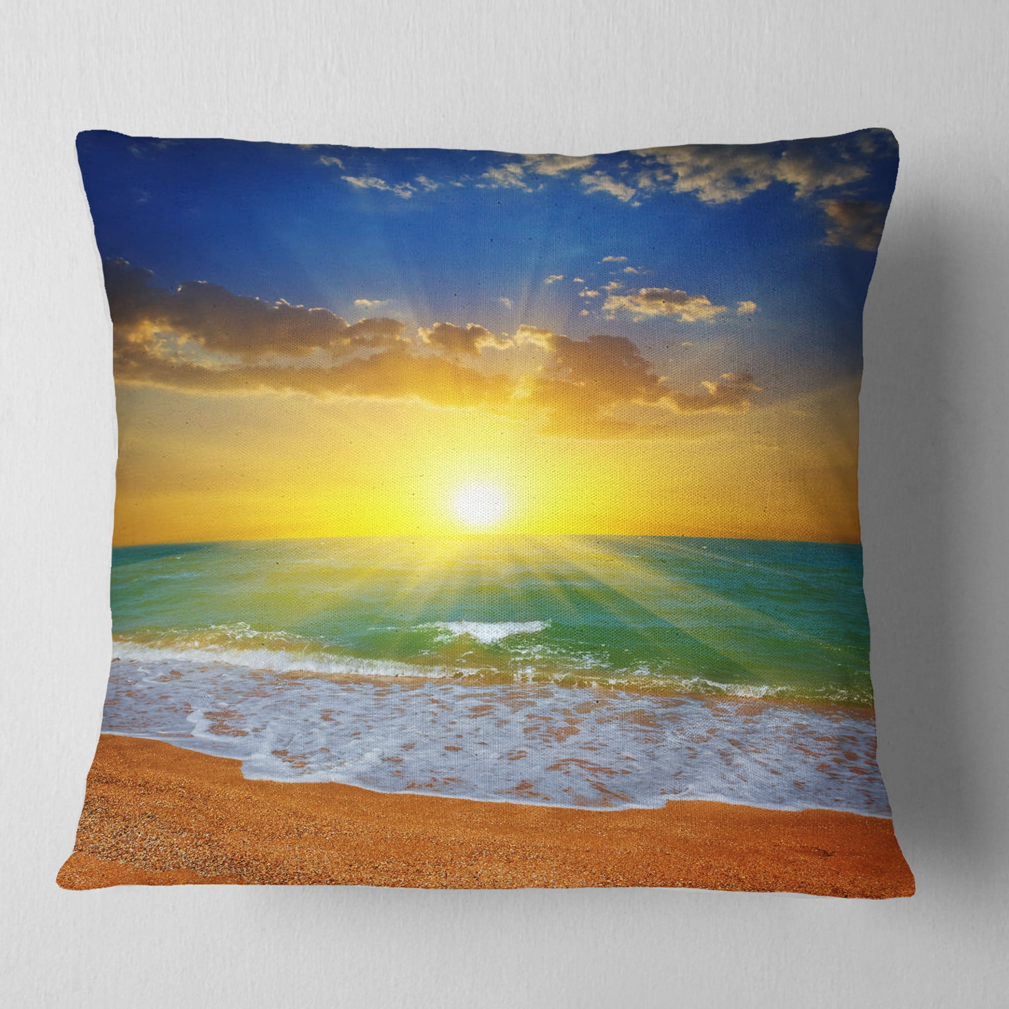 Designart 16" x 16" Blue Polyester Throw Pillow
