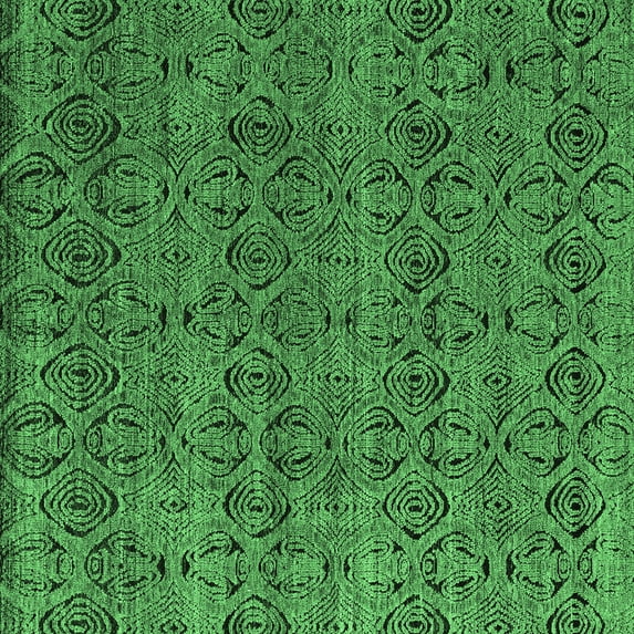 Ahgly Company Indoor Square Abstract Emerald Green Modern Area Rugs, 6' Square