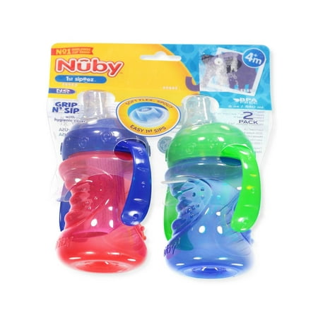 Nuby 2-Pack No-Spill Grip N' Sip Cups (8 Oz.) - red/blue, one size