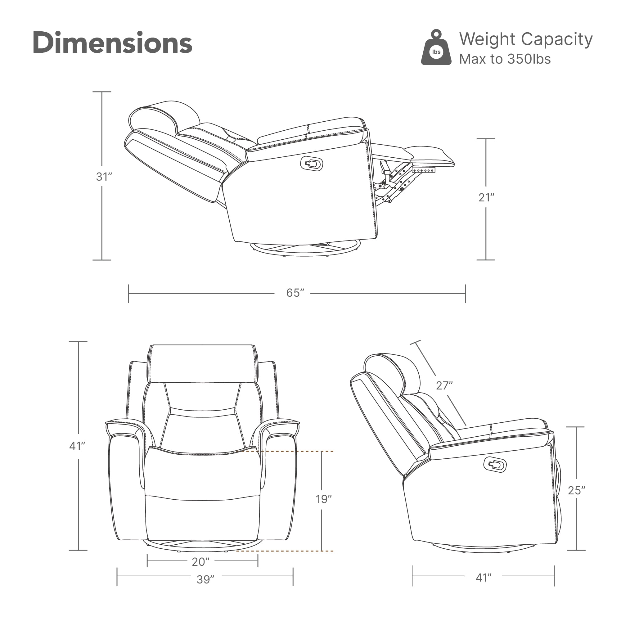 Spruce & Spring360° Swivel Manual Recliner with Glider Motion for Living Room, Dark Gray