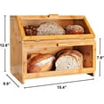 thumbnail image 2 of Bread Box For Kitchen Countertop Double Layer Bread Storage With Clear Windows, Extra Large Bread Container, Rustic Farmhouse Style Bamboo Wooden Bre, 2 of 5