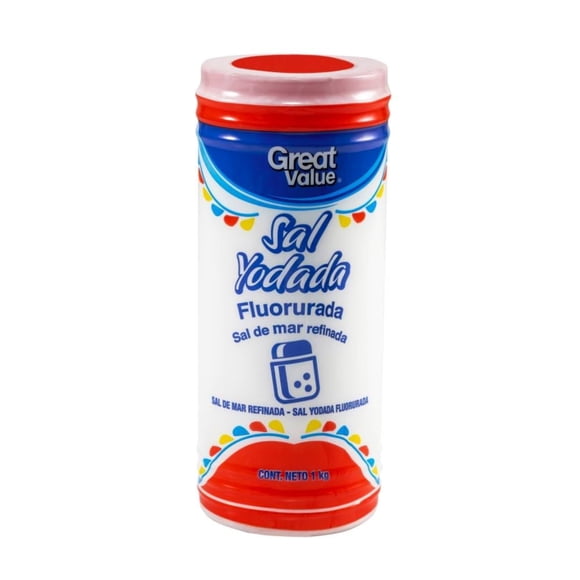 Sal yodada Great Value fluorurada en bote 1 kg