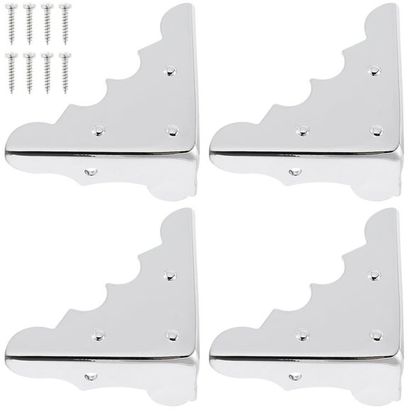 FRCOLOR 4Pcs Silver Corners for Small Wooden Boxes and Scrapbook 1.2x3.2in