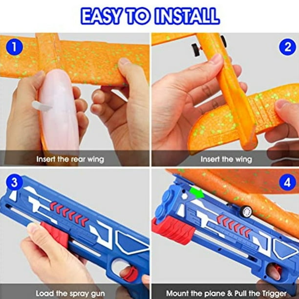 VCOSTORE Lot De 2 Avions Planeurs De 44,2 Cm, En Mousse De Polystyrène Expansé Avec 2 Modes De Vol, Conviennent Comme Jouets De Sport En Plein Air Pour Enfants De 3 à