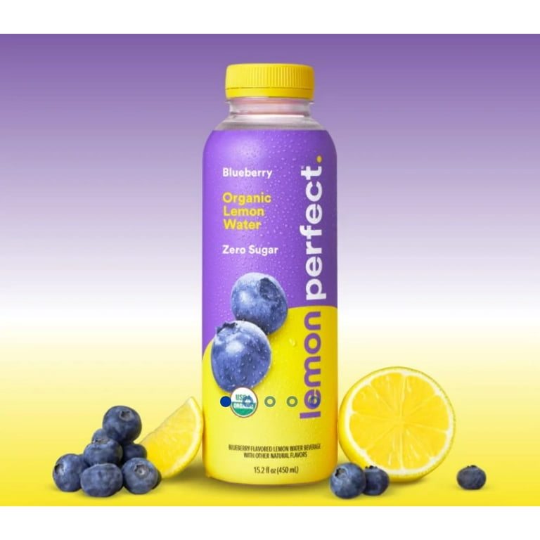 Zero Sugar Organic Lemon Water Variety Pack – 15.2 fl oz Bottles, 15 Count – Peach, Lime, Blueberry, Original