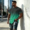 thumbnail image 4 of OIOLOYJM T-Shirts For Men Gradient Crew Neck Short Sleeve Summer Casual Tees Tops Loose Fit Breathable Basic Athletic T Shirt Green 5XL, 4 of 5