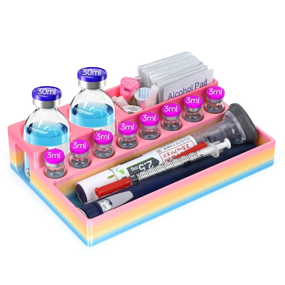 YOUSHARES Peptide Vials Case - 3ml and 30ml Insulin Vial Organizer, Diabetes Supplies Fridge Holder for Syringes, Storage Caddy for GLP1 Pens for Zepbound for Mounjaro