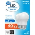 thumbnail image 6 of Great Value A19 LED Light Bulbs, 40 Watts Eqv, Daylight, General Purpose, 9 Year, Medium Base, 4 Pack, 6 of 10