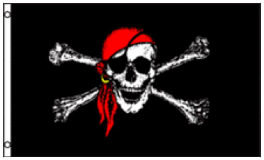 Duraflag High Quality Flag Skull & Crossbones 45cm x 30cm Pirate Rope & Toggle 