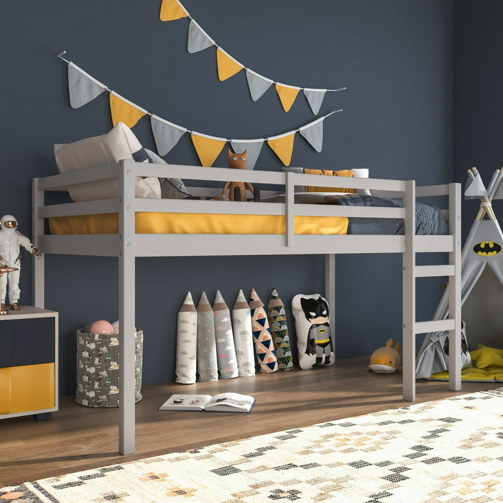 Campbell Wood Twin Junior Loft Bunk Bed, Gray, by Hillsdale Living