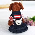 thumbnail image 2 of Pet Dog Denim Dog Dress Striped Dog Bib Winter Autumn Cowboy Clothes, 2 of 8