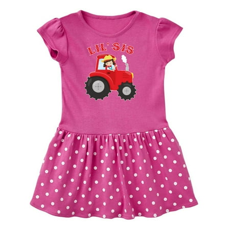 

Inktastic Farmer Tractor Little Sis Gift Toddler Girl Dress
