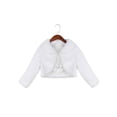 thumbnail image 3 of DPOIS Kids Girl Long Sleeve Bolero Jacket Coat Faux Fur Warm Coat Ivory 2-3, 3 of 4