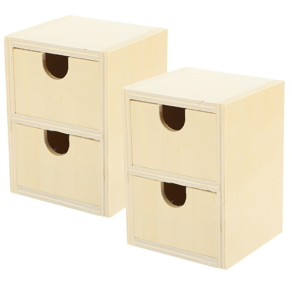ORDDIART 2Pcs Unfinished Wooden Boxes With Drawers For Home Decoration Birthday