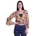 thumbnail image 1 of Moomaya Printed Womens Crop Top Wrap Style Top Wear Ruffle Long Sleeve Casual Summer Blouse, 1 of 6