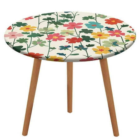 

ZHANGS Playful Geranium Patch 891 Round Table Cover Stain-Resistant Fitted Tablecloth Oil-Proof Wipeable Elastic Table Cover Waterproof Table Cloth for Halloween Thanksgiving Christmas