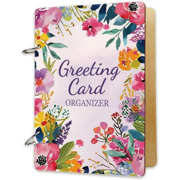 Watercolor Flower Greeting Card Holder Organizer Flowers Wooden Card Keeper Binder Birthday Cards Keeper Photo Album Cover Graduation Wedding Planner Journal Keepsake Gifts