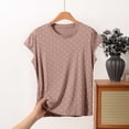 thumbnail image 2 of Loopsun Womens Short Sleeve Pajama Tops Print Round Neck Short Sleeve Thin Loose Loungewear, 2 of 5