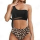 thumbnail image 2 of Cikini-Conjunto de bikini con correa para un hombro para mujer, traje de baño dividido, color sólido, traje de baño de playa de verano, traje de baño para mujer, 2 of 2