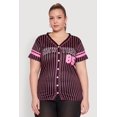 thumbnail image 2 of Womens Plus Size Striped New York Print Jersey Mesh Tee, 2 of 5