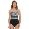 Profile By Gottex Madeira Square Neck Tankini Top E627-1B31-002 Black White / 6