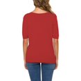 thumbnail image 4 of Pink Womens Blouses Women's Short Sleeves Sweaters V Neck Soft Pullover Top Ladies Tops and Blouses, 4 of 6