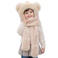 thumbnail image 1 of Sun Protection Hat ,Integrated Keep Warm Three-Piece Set for Children's Winter with Fleece Added Warmth Scarves and Gloves, 1 of 4