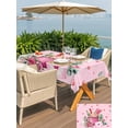 thumbnail image 4 of Outdoor Tablecloth with Umbrella Hole and Zipper, Valentine's Day Rectangle Table Cloth 60x120 Inch Waterproof Tablecloth, Pink Romantic Ice Cream Eucalyptus Leaves Picnic Table Cover for Patio, 4 of 7
