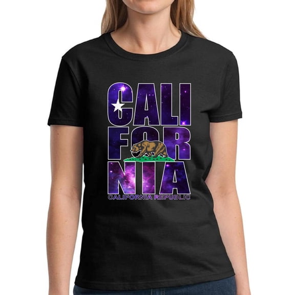 California Galaxy Shirt for Women - S M L XL 2XL 3XL Cali Graphic Tee - Western USA State California Ladies T-Shirt Gift