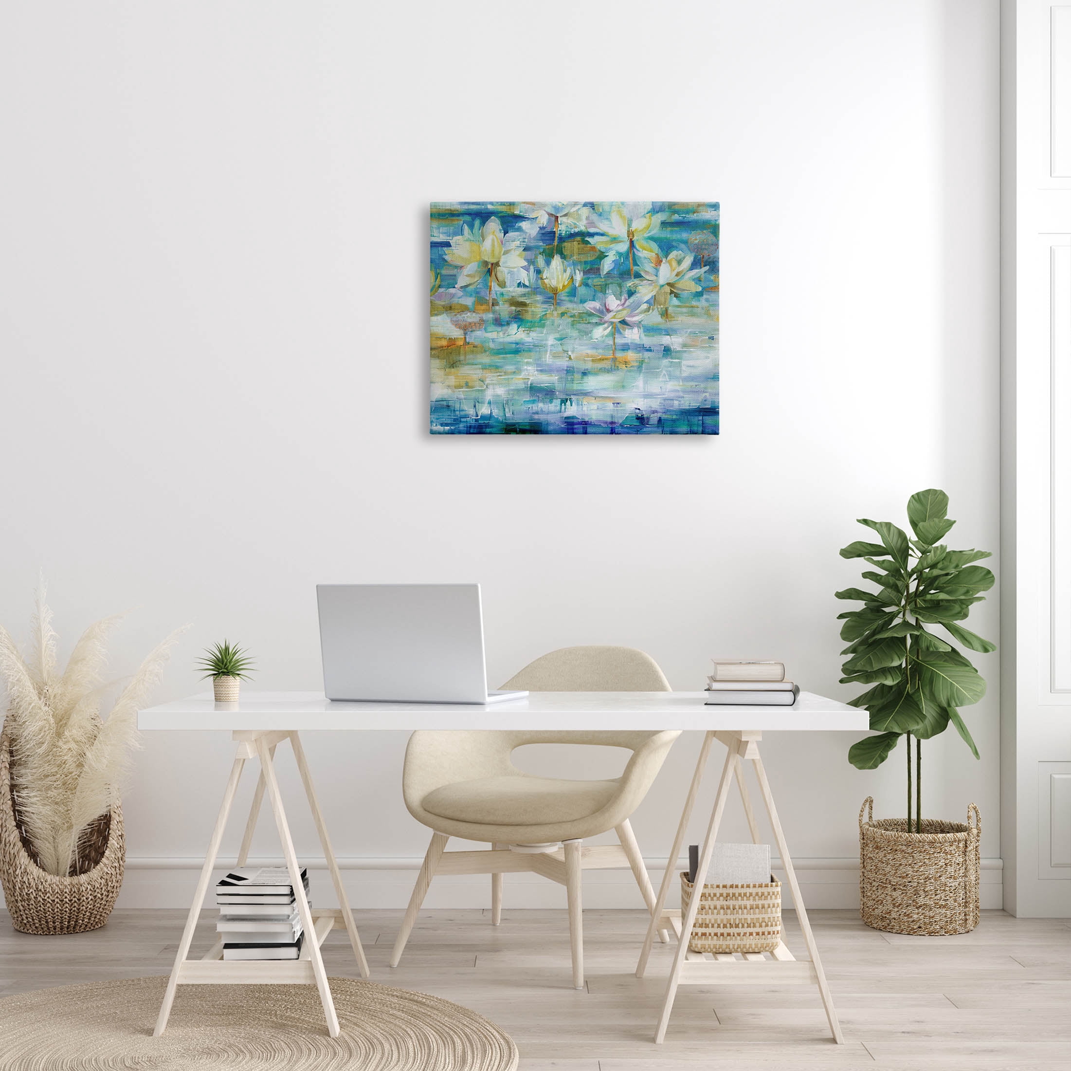 Stupell Industries Lotus Water Lilies Modern Pond Painting Gallery Wrapped Canvas Print Wall Art, Design by Liz Jardine