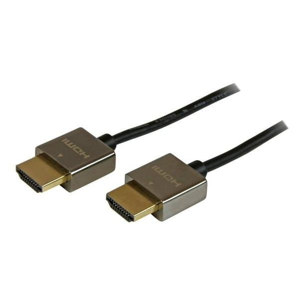 StarTech.com HDMI Cable HDMI 11.4 M Slim w/ Low Profile Metal Connectors, 4K High Speed HDMI w/ Ethernet, 4K 30Hz UHD 10.2 Gbps Bandwidth, 4K HDMI Video / Display Cable, 36AWG, HDCP 1.4 - Durable Thin HDMI Cord - Câble HDMI - HDMI Mâle vers HDMI Mâle - 3,3 Pieds - double Blindage - Noir - 4K support