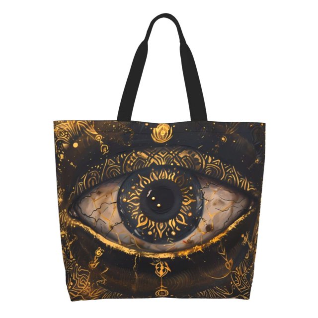 Disketp Mystical Golden Eye Bolsa Tote Estampada para Mujer, Bolso de Hombro y de Mano para Compras y Viajes