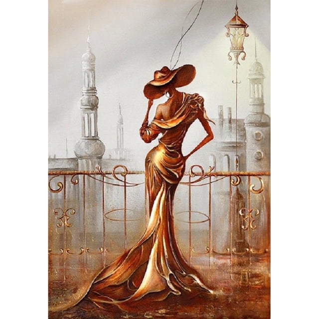 Taladro de pintura de diamante (DE9385) Kit redondo completo DIY 5D Dibujo de amantes elegantes (V801) 45x60cm FLhrweasw Nuevo