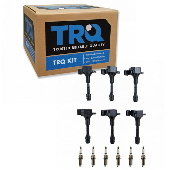 TRQ Ignition Coil & Iridium Spark Plug Kit Set for Buick Infiniti Nissan Suzuki ICA71748