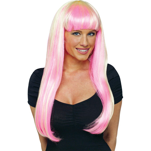 Natural Adult Halloween Wig with Highlights Accessory