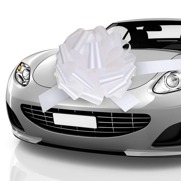 Lazo gigante Zonon para coche, 50 cm, con cinta de 6 m, color blanco