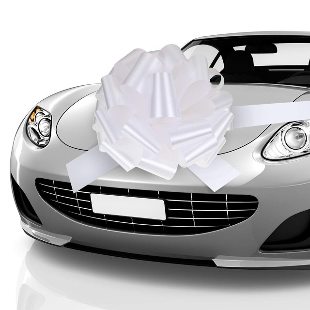 Lazo gigante Zonon para coche, 50 cm, con cinta de 6 m, color blanco