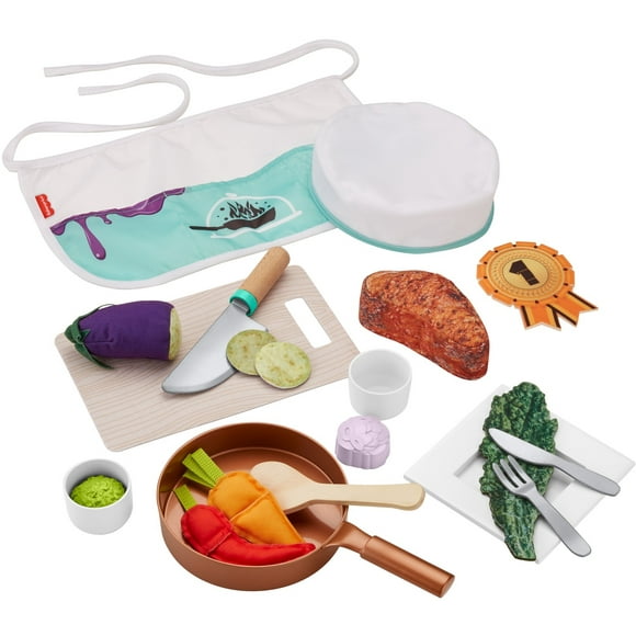 Fisher-Price Head Chef Set, pretend kitchen cooking play set for preschool kids ages 3 years and up