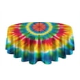 thumbnail image 5 of Rainbow Tie Dye Mandala Pattern Round Tablecloth 60"x60",Wrinkle Wipeable Table Cloth for Kitchen Dining Room Picnic Patio Party, 5 of 6