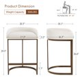 thumbnail image 4 of Zesthouse 26.6″ Modern Bar Stools Set of 2, Upholstered Chenille Counter Height Stools with Low Back and Thickened Antique Bronze Metal Frame, Kitchen Island Bar Chairs, White, 4 of 10