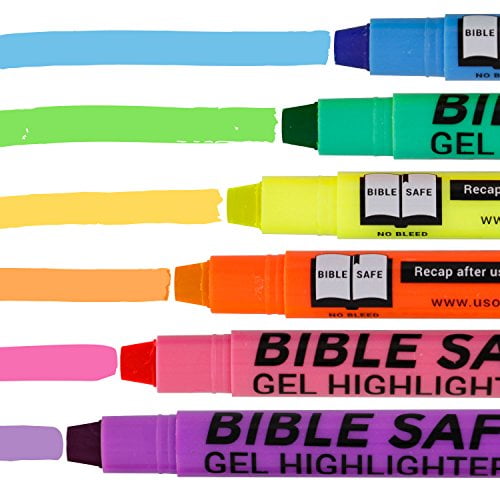 Surligneurs en gel sûrs pour la Bible de fournitures de bureau aux  États-Unis - 6 couleurs de surbrillance néon brillantes - Ne saignent pas  et ne tachent pas - Guide d'étude 