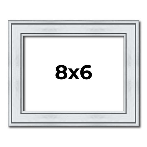 8x6 Frame Sterling Silver Solid Wood Picture Frame | 1.25 Inch Moulding Width | 0.75 Inch Interior