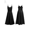 thumbnail image 5 of Gustave Summer Sleeveless Midi Dresses for Women Casual V Neck Sundress Spaghetti Strap Pleated Beach Dress A Line Swing Cami Dresses "XL, Black", 5 of 8