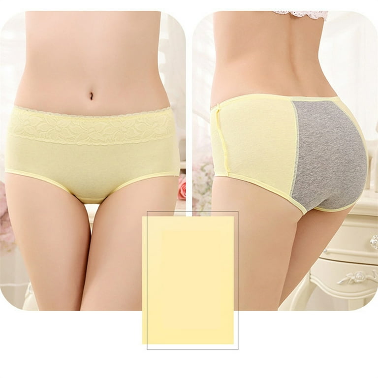 DORKASM Period Underwear Plus Size Reusable Breathable Menstrual Underwear  Menstrual Panties Yellow XL 