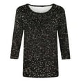 thumbnail image 5 of Sequin 3/4 Sleeve Shirts for Women Summer Party Tops Fashion Casual Crewneck Tee Shirt Comfy Blouse, 5 of 6