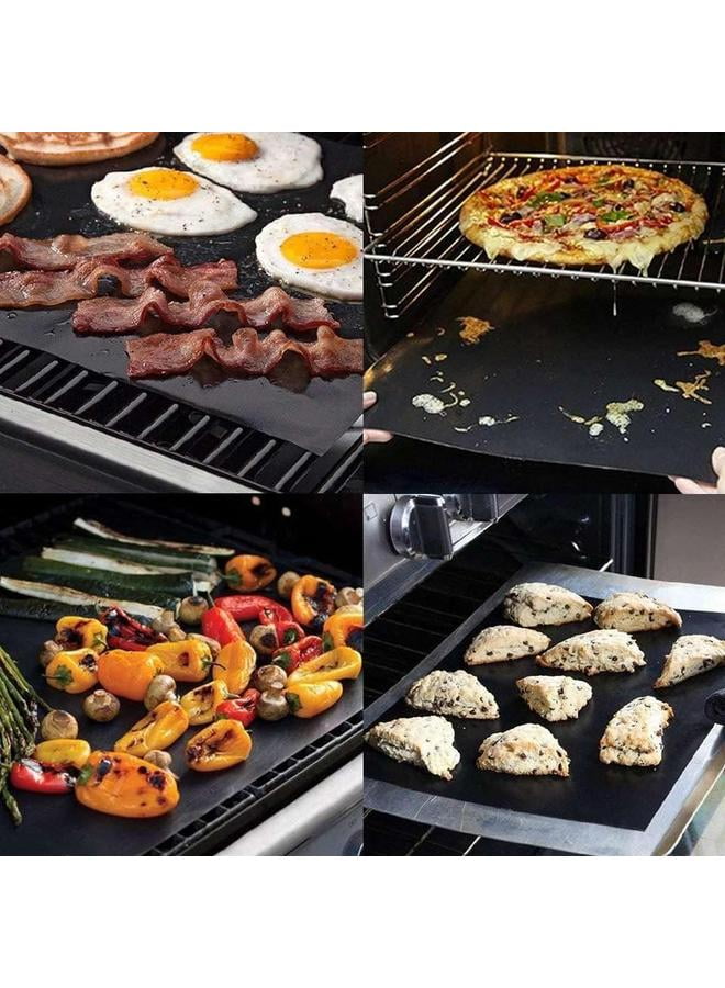 Large Oven Liners，5 PACK Heavy Duty Teflon Oven Liners,BBQ Grill Mats for Bottom of Oven for Gas, Baking Mat, Reusable