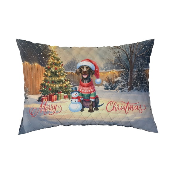 Merry Christmas Woofmas Xmas Noel German Shorthaired Pointer Santa Snowman Quilt Pillowcase GSP Lover Dog Gift Throw Pillow Cover Bed Home Decor - 13016