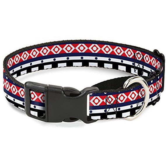 Buckle-Down Aztec13 White Navy Red Black Martingale Dog Collar