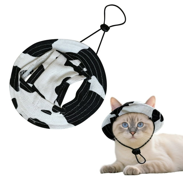 BKER Chapeaux Seau pour Chiens Été Bord Rond Chapeau pour Animaux avec Trous pour Oreilles & Sangle de Cou Réglable Chapeau d'Escalade Extérieur Visière Solaire Casquette de Strangulation pour Petits Moyens Chats Chiens