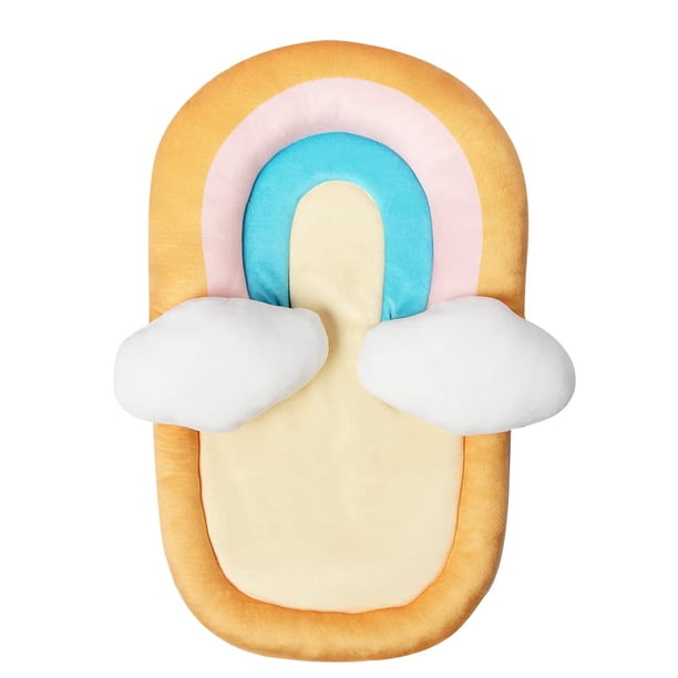 Cojín para cochecito de bebé, inserto de asiento de coche convertible, forro suave para cochecito de bebé, almohada de apoyo para la cabeza y el cuerpo para recién nacidos, arcoíris amarillo